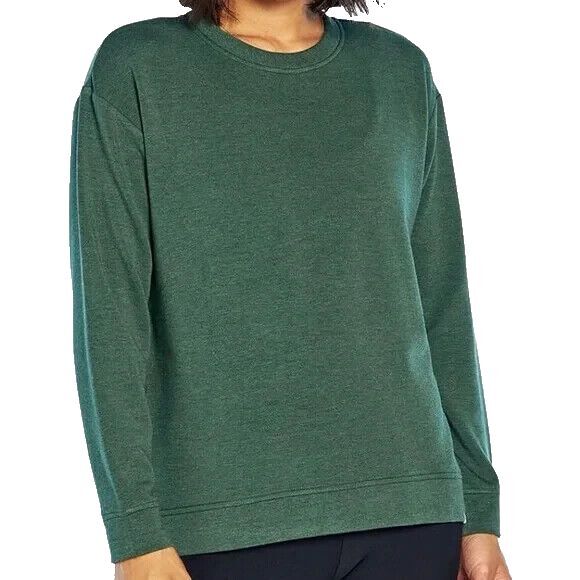 Orvis Cozy Crewneck Long Sleeve Pullover  Size L  Green Heather Fleece Top - Picture 1 of 8